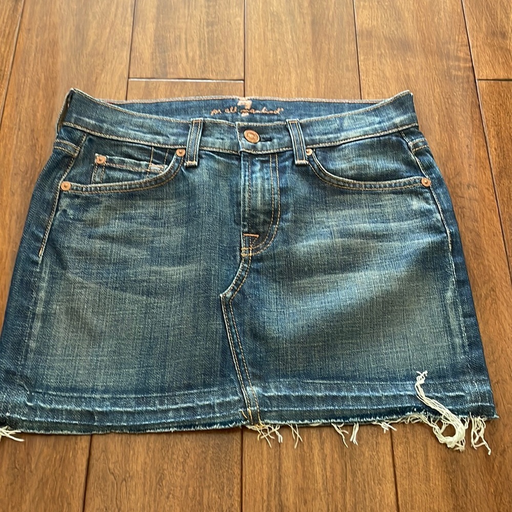 7 for all mankind mini denim skirt, women’s size 25